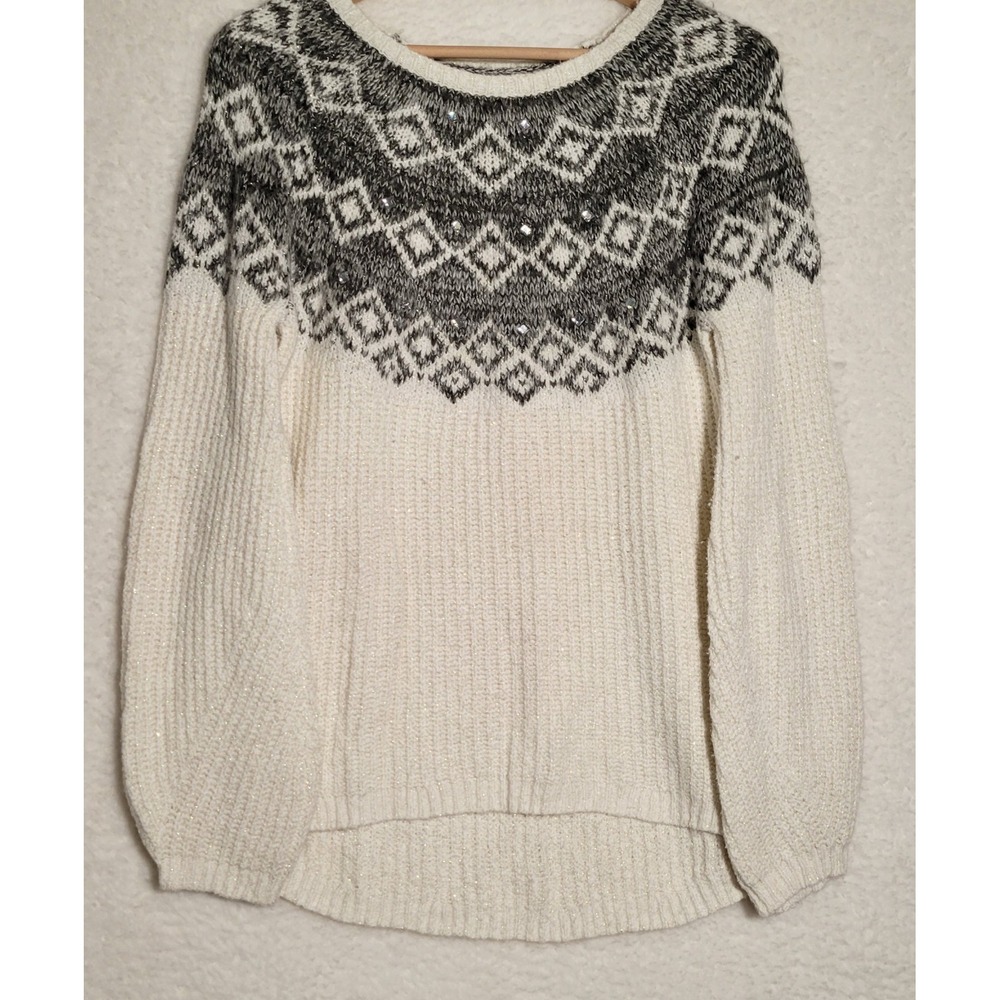 JUSTICE Girls Fair Isle‎ Sweater Size 20 Holiday Christmas Rhinestone 0204